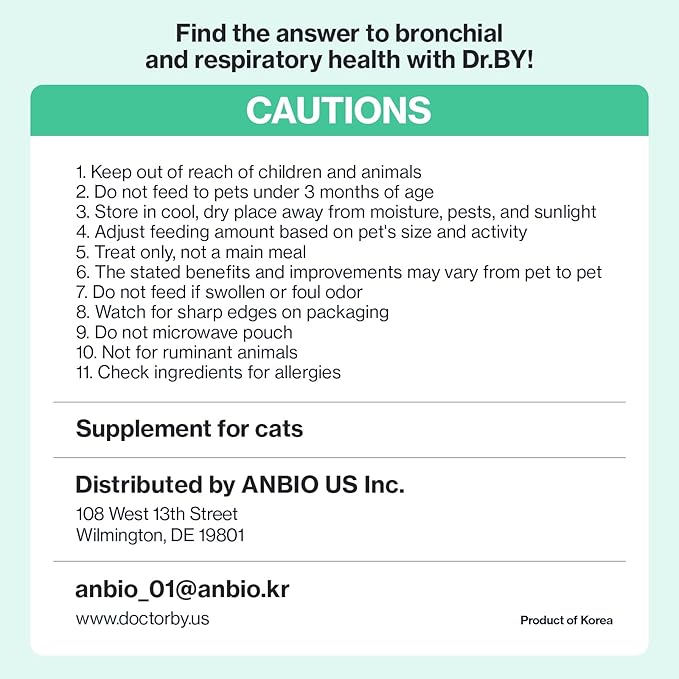 Dr.by Cat Breath Bronchial Supplements Cat Sneezing Treatment Asthma Cold Cough Nose Relief Respiratory&Immune Support with TF-343-30 lickable Formula Individually Packaged, Chicken (1 Pack (8.5OZ))-PawvioPets