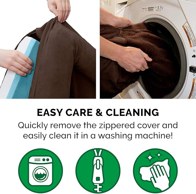 Furhaven Cooling Gel Dog Bed for Large Dogs w/ Removable Bolsters & Washable Cover, For Dogs Up to 125 lbs - Plush & Suede Sofa - Espresso, Jumbo Plus/XXL-PawvioPets