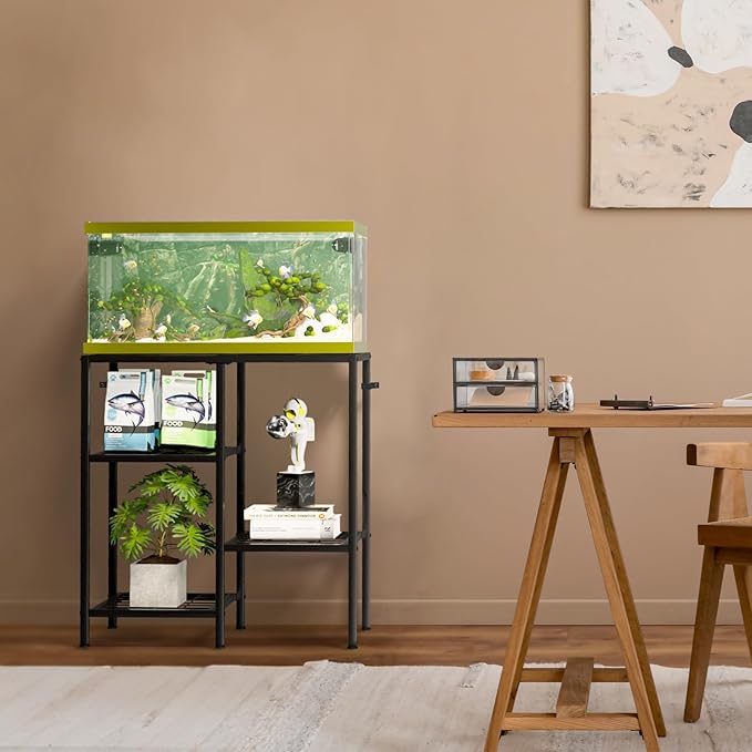 CADUKE Aquarium Stand 20 Gallon, Metal Fish Tank Stand, Aquarium Rack Stand for Fish Tank Accessories , 3 Tier Turtle Reptile Terrarium Stand for Living Room Office-PawvioPets