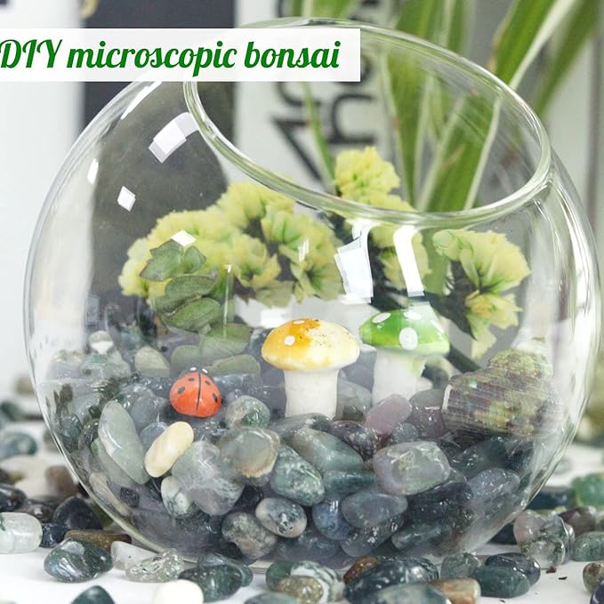 Aquatic Agate Aquarium Gravel Rocks Natural Tumbled Healing Crystal Chips Bulk Gemstones Crushed Stones for Fountain Vase Filler Planters Decorative Fish Tank Potted Reiki Energy Balancing 0.45lb-PawvioPets