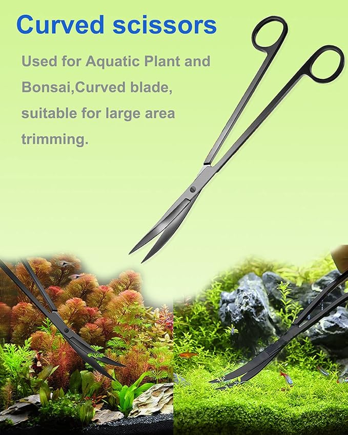 4Pcs Aquascaping Tools Kit, Long Stainless Steel Aquarium Plant Tools with Black Anti-rust Coating, Aquarium Tweezers, Scissors, and Scrapers for Aquascaping Cleaning（Magnetic Tool Holder）-PawvioPets