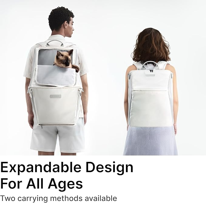 Expandable Cat Backpack Carrier Pet Soft-Sided Mesh Backpack Carrier for Cats Small Dogs Dual-Layer Ventilated Privacy Cat Backpack for Travel Outdoor Camping (Midnight Black)-PawvioPets