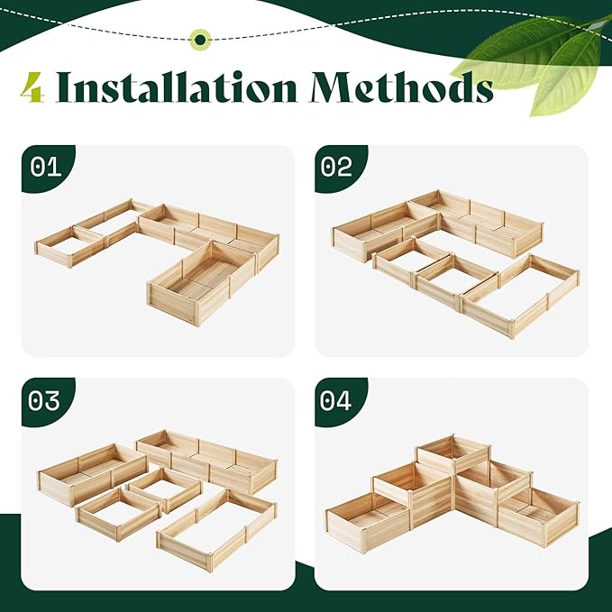 AMERLIFE 3-Tier Raised Garden Bed for Outdoor Gardening, Fir Wood Planter Box with Dividers, Tool-Free Assembly, Garden Box Perfect for Vegetables, Herbs, and Flowers-PawvioPets
