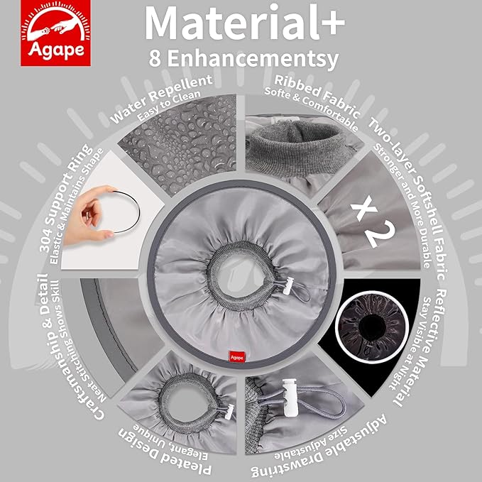 Agape Soft Cat Cone, Lightweight Recovery Collar for Cats to Stop Licking and Scratching After Surgery, Comfy Kitten Cone for Wound Care, Cute E Collar Alternative for Small, Medium, and Large Cats-PawvioPets