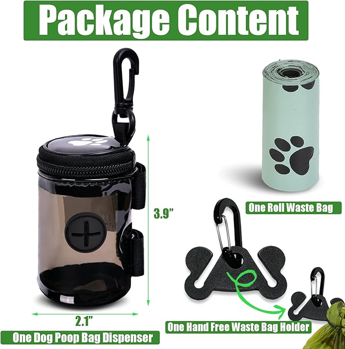 Dog Waste Bag Dispenser Poop Bag Dispenser for Leash Accessory dog Poop Bag Holders Fits Dog Leash Include Hand Free Holder, Clear, No-PUXYB-PawvioPets