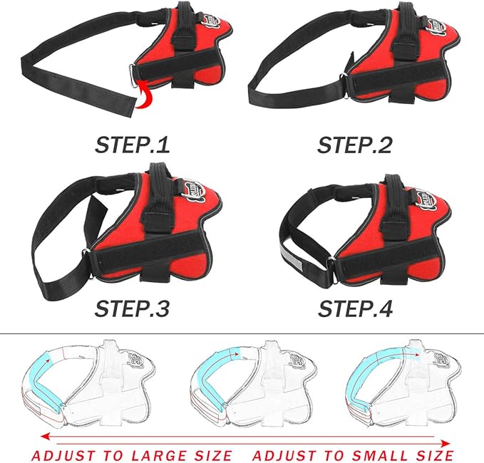 Bolux Dog Harness, No-Pull Reflective Dog Vest, Breathable Adjustable Pet Harness with Handle for Outdoor Walking - No More Pulling, Tugging or Choking (Red, L)-PawvioPets