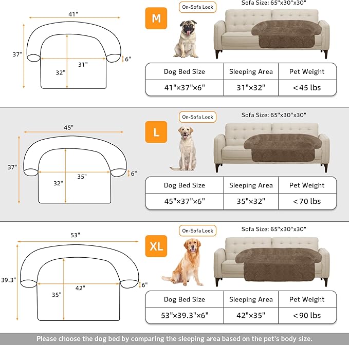 Calming Dog Bed Fluffy Plush Dog Mat for Furniture Protector with Removable Washable Cover for Large Medium Small Dogs and Cats (Large(45x37x6), Camel)-PawvioPets