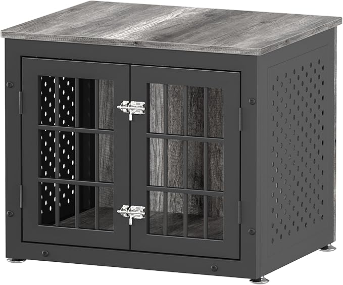26" Heavy Duty Dog Crate Furniture for Small Dogs, Metal Kennel for High Anxiety Dogs, Chew Proof Pet Cage Indoor, Decorative Dog Kennel End Table-PawvioPets