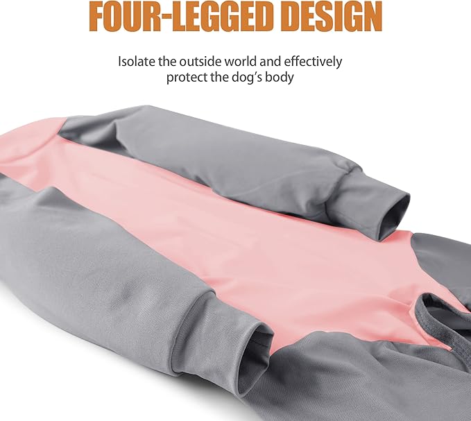 Dog Recovery Suit, Abdominal Wound After Surgery Wear, Prevent Licking Wounds, E-Collar & Cone Alternatives, Long Sleeve Postoperative Shirts Dog Pajamas Prevent Shedding(XL, Pink)-PawvioPets