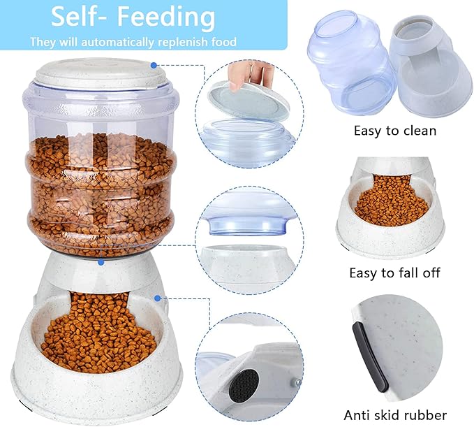 Automatic Dog Feeders, Dog Feeder Dispenser for Large Dogs, 3 Gallon Gravity Automatic Dog Cat Feeder Station, Dry Food Storage Container Bowl for Adult Dogs-PawvioPets