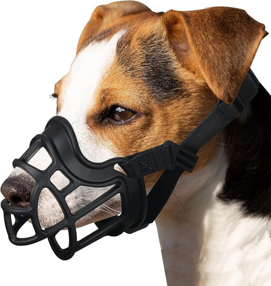 BARKLESS Dog Muzzle, Basket Muzzle Anti Biting Chewing, Sturdy Lightweight Cage Mouth Cover for Small Medium Large Sized Dogs, Allows Panting Drinking, Suitable for Grooming Trimming Training-PawvioPets