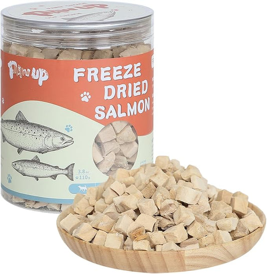 Freeze Dried Salmon Cat Treats, Single Ingredient Raw Cat Food Toppers, Healthy Training Treats for Dogs, Cats, 3.8 oz-PawvioPets