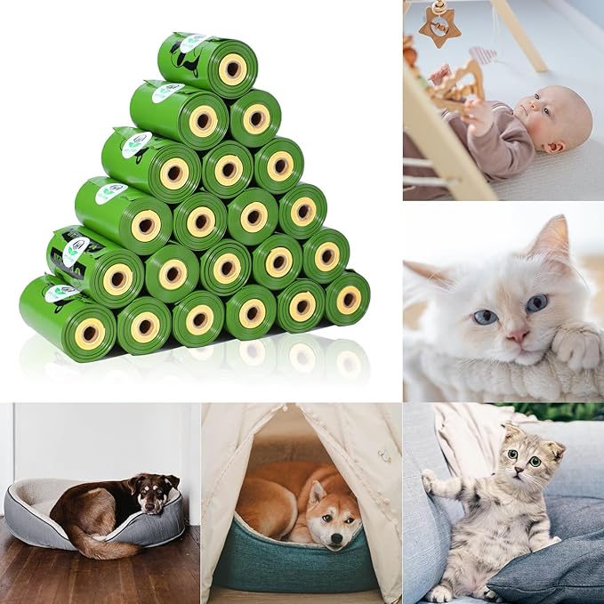 ECO-CLEAN Dog Poop Bags with 3 Bags Left Indicator - 360 Count Extra Thick and Leak Proof Pet Waste Bags with 1 dispenser, Unscented-PawvioPets