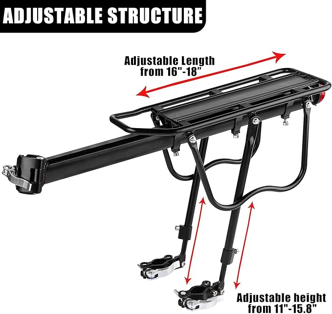 Aodaer Rear Bike Rack with Basket Quick Release Bike Rear Rack Heavy Duty Folding Bike Basket with Waterproof Bag & Cargo Net & Installation Tool-PawvioPets