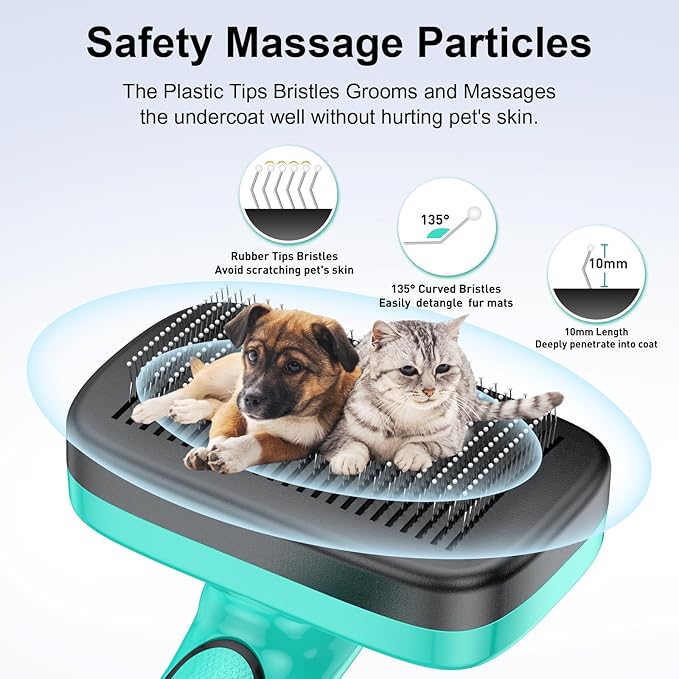 Dog Brush Kit for Grooming Short & Long Haired Dogs & Cats, 5 in 1 Pet Grooming Set for Small Animals, 5 PCS Puppy Self-Cleaning Slicker Brush and Pet Comb for Shedding Medium & Large Dogs-PawvioPets