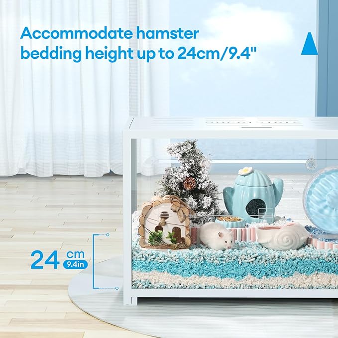 BUCATSTATE Hamster Cage Metal 2.0 - Small Animal Habitats Large Stackable with Top Access Easy Assemble 31.4L*17.6W*20H Inches Dwarf Syrian Hamster House for Guinea Pig, Gerbil (552sq inch White)-PawvioPets