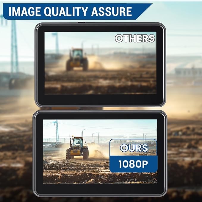 7'' HD1080P Wired Backup Camera System with Touch Screen Monitor, 2 Wired Rear View Cameras, Colorful Night Vision& IP68 Rated &10G Vibration, Backup Camera for Trucks/RVs/Trailers/Skid Steer-PawvioPets