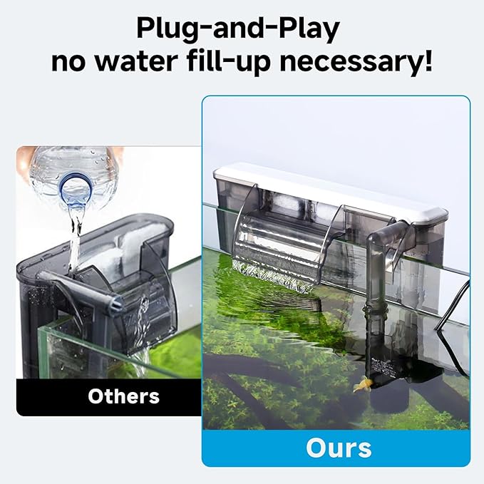 AQQA Quiet 30-50 Gallon Fish Tank Filters - Auto Start Hang on Back Aquarium Filter, Adjustable Flow, Deodorization Decontamination Filter System AQ168 (8W 200GPH)-PawvioPets