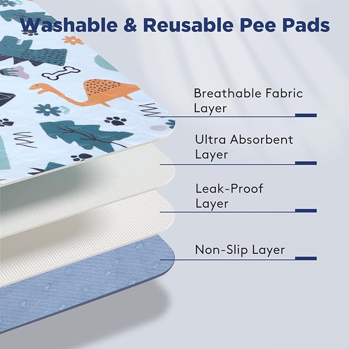 FURTIME Washable Pee Pads for Dogs, 2 Pack Large 34"x36" Super Absorbent Reusable Puppy Pads, 100% Waterproof Non-Slip, Whelping Dog Playpen Crate Mat for Potty-PawvioPets
