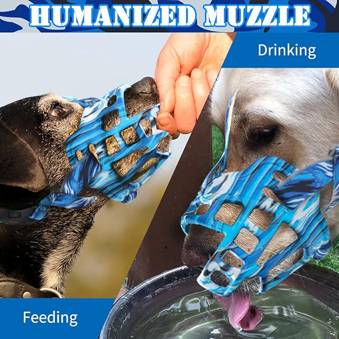 BARKLESS Dog Muzzle, Silicone Basket Muzzle for Small Medium Large Dogs, Soft Cage Mouth Cover Prevent Biting Chewing, Allow Drinking Panting, Suitable for German Shepherd-PawvioPets