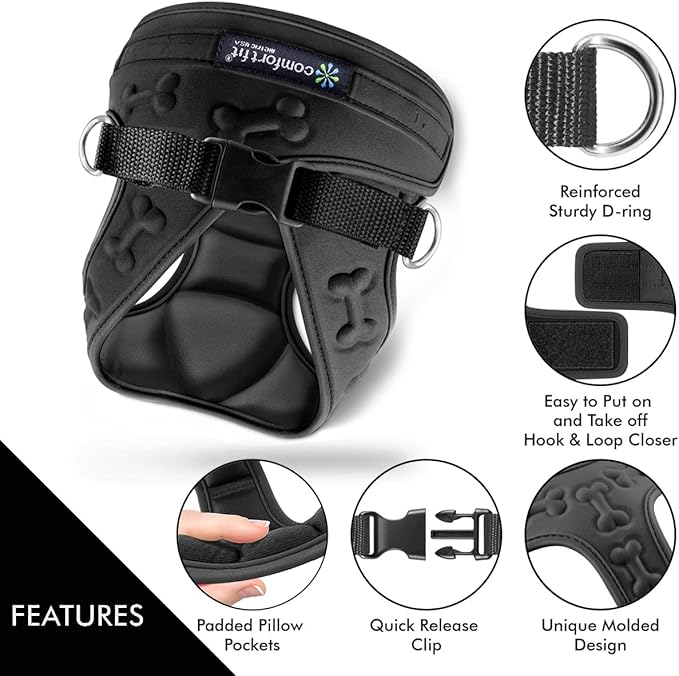 Comfort Fit No Pull Dog Harness for Medium Small Large Dogs Step-in Dog Vest Harness with Adjustable Buckle All Weather Comfortable Soft Padded Easy Control Handle Ideal for Walking Running Training-PawvioPets