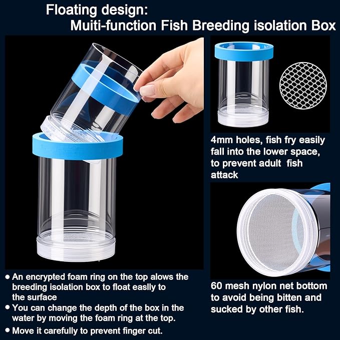 2 Pcs Breeder Box for Fish Tank Aquarium Breeder Separation Net Breeding Box with Suction Cup for Small Fish Shrimp Clownfish Guppy-PawvioPets