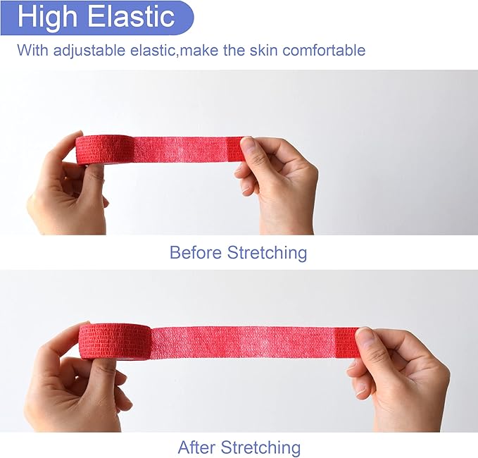 9 Pack 1" x 5 Yards Self Adhesive Bandage Wrap Self Stick Wrap for Ankle, Wrist, Finger, Sports, Breathable Cohesive Vet Tape for Pets (Red)-PawvioPets