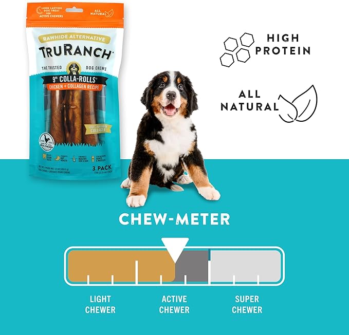 Collagen Rolls - 9" Collagen Rolls for Dogs - Long Lasting Healthy Joint Support - Rawhide Alternative - Skin & Coat Health - Made with Real Chicken, Value Pack, 3 Bags, 9 Count-PawvioPets