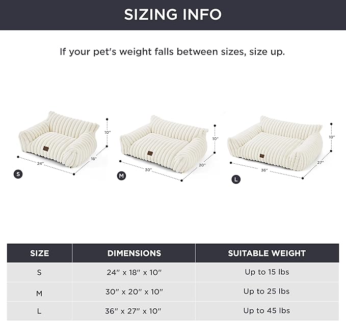 Bedsure Cute Dog Couch for Large Dogs- Fluffy Pet Sofa, Dog Couch Bed with Removable, Washable Cover, Supportive Pet Bed, 36inch, Cream-PawvioPets