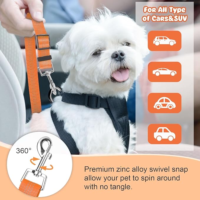 BWOGUE Pet Dog Cat Seat Belts, Car Headrest Restraint Adjustable Safety Leads Vehicle Seatbelt Harness (1 Pack)-PawvioPets