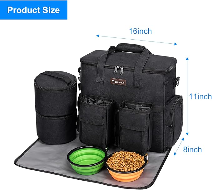 Dog Travel Bag, Airline Approved Pet Travel Bag with 2 Dog Treat Training Pouches for Weekend Pet Travel Supplies & Accessories, Black-PawvioPets