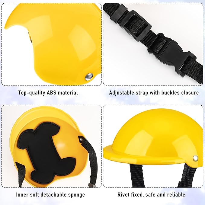 Frienda Dog Helmet and Goggles, UV Protection Doggy Sunglasses and 4 Inch Padded Puppy Motorcycle Helmet Adorable Dog Goggles with Adjustable Belt for Small Dogs Puppy Riding (Yellow,L)-PawvioPets