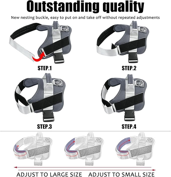 Bolux Dog Harness, No-Pull Reflective Dog Vest, Breathable Adjustable Pet Harness with Handle for Outdoor Walking - No More Pulling, Tugging or Choking-PawvioPets