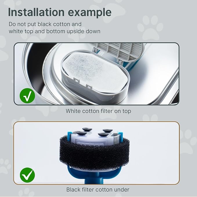 40 Pcs Cat Water Fountain Filters,20 Pack Cat Water Fountain Replacement Filters & 20 Pack Pre-Filter Sponges,Pet Fountain Filter Replacement for 3.2L/108oz Stainless Steel Fountain-PawvioPets