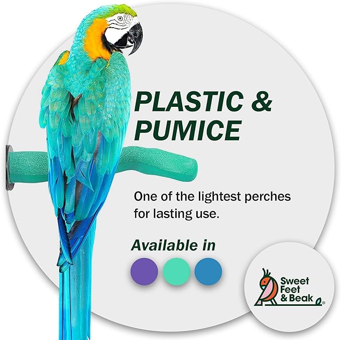 Brid Cage Safety Pumice Perch - Trims Nails and Beak - Promotes Healthy Nails and Beaks - Safe Non-Toxic Bird Supplies for Bird Cages - Large 12"-PawvioPets
