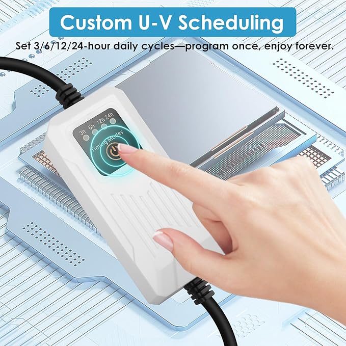 Aquarium U-V Filter with Programmable Timer for 40–160 Gallon Fish Turtle Tanks, Internal Submersible Power Filter with Bio Sponge, Adjustable Flow & Aeration for Freshwater Saltwater-PawvioPets