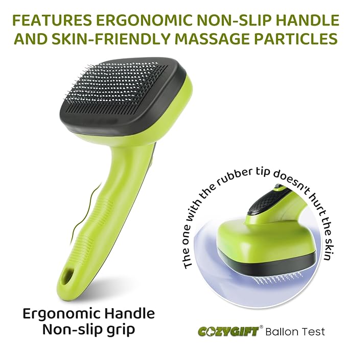 Dog Brush Kit – 3 PCS Grooming Set with Self-Cleaning Brush, Undercoat Rake & Pet Bath Brush. Great for Shedding, Tangles & Dirt Removal – Ideal for Long & Short Haired Dogs & Cats, Green-PawvioPets