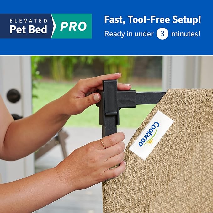 Coolaroo Pro Elevated Dog Bed - Low-Profile Access, Moisture-Resistant Cover, Breathable Fabric & Tool-Free Setup, Nutmeg, Standard-PawvioPets