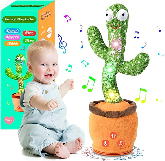 Dancing Talking Cactus Toy for Baby Toddler, Boys Girls Gifts Singing Mimicking Recording Repeating What You Say Baby Toys with 120 English Songs (Adjustable Volume)-PawvioPets