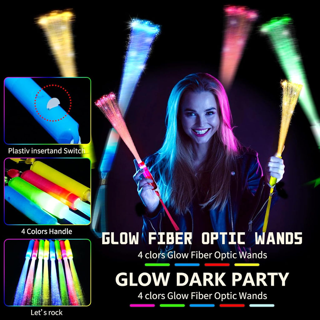OceanWings Glow Fiber Optic Wands,Halloween Glow Sticks Bulk Party Pack,Glow in the dark Party Supplies Favor Flashing Light Up Sticks for Birthday Holiday Party Wedding Halloween Christmas(36)