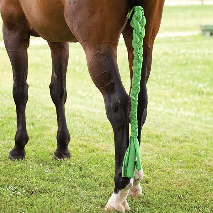 Dnoifne Horse Ponytail, 3 Tube Braided Tail Bag, Green, 1 Count-PawvioPets