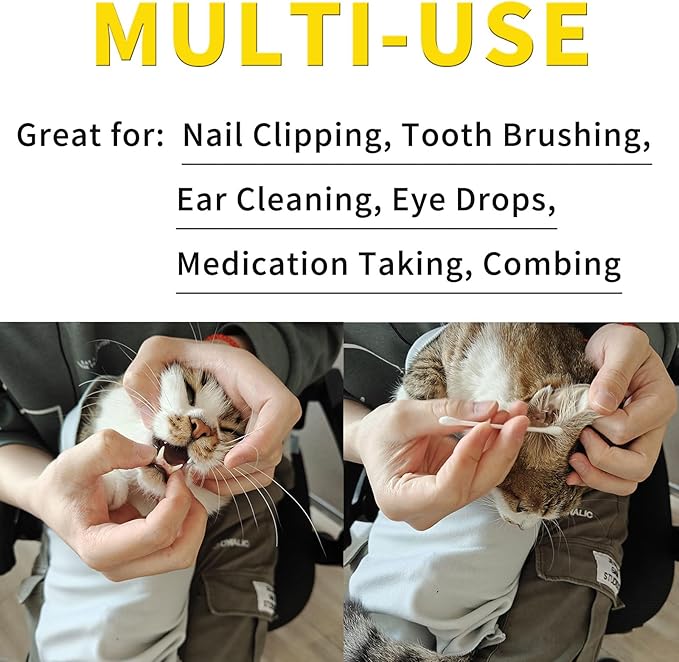 2PCS Cat Wrap for Cutting Nails, 21x21in Self-Adherent Pet Cat Grooming Wrap for Medicine, Nail Clipping, Teeth Brushing, Ear Cleaning | Anti-Escape Anti-Bite Anti-Scratch (Butterfly)-PawvioPets