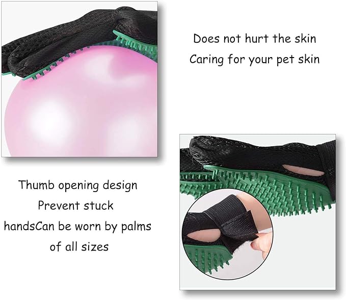 Gentle Deshedding Pet Grooming Mitt - Efficient Hair Remover Brush for Dogs, Cats, Horses with Long & Short Fur (1 Pair)-PawvioPets