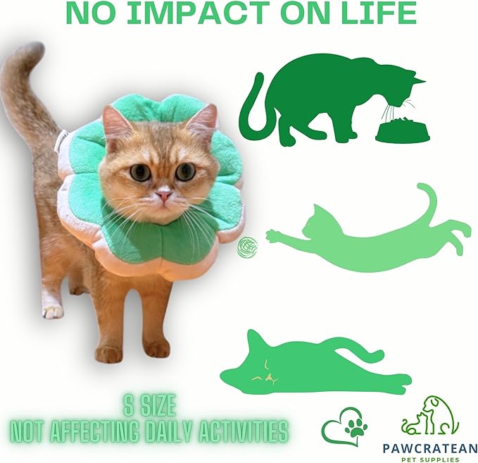 Adjustable Comfy Flower Style Elizabeth Collar for Cats Puppies Soft Recovery Cone Pet Protective Neck Collar (Green, Medium)-PawvioPets