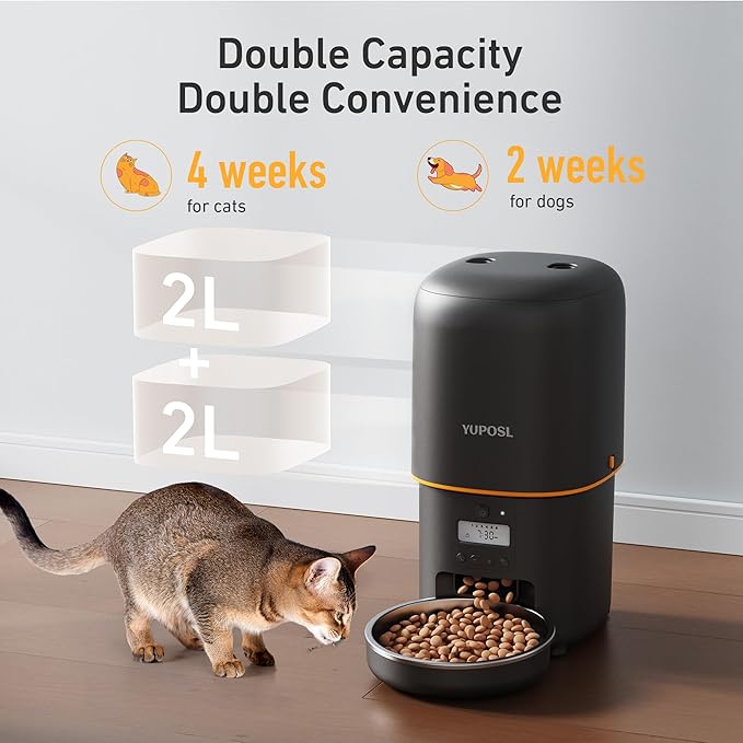 2025 Upgraded Automatic Cat Feeder - 4L Timed Auto Pet Feeder for Cat and Dog with Dry Food Dispenser, 180-day Battery Life, 1-6 Meals Per Day, 1-16 Portion, Desiccant Bag Keeps Food Fresh-PawvioPets