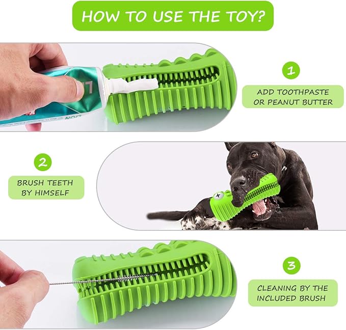 Dog Toys for Aggressive Chewers Large Medium Breed, Indestructible Dog Toothbrush Chew Toys, Squeaky Interactive Tough Extremely Durable, Dogs Toys to Keep Them Busy-PawvioPets