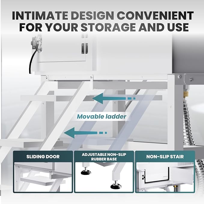 Dog Washing Station for Home, 38" White Professional Stainless Steel Dog Grooming Tub, Height Adjustable Dog Bathing Station, Upgrade Parts, Dog Bath Tubs for Small & Medium Dogs(Left Stair)-PawvioPets
