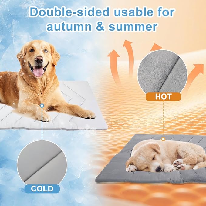 Dog Cooling Mat for Large Dogs 40 x 28''Self Coolings Foldable Cooling Pad,Q-MAX>0.5 Washable Ice Cool Fabric-Cool on Contact，Easy Washable Pet Pad for Kennel Sofa Floor Car Seats in Summer-PawvioPets
