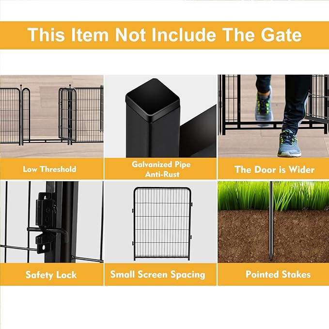Garden Fence 36 Inch 14 Panels Without Gate, Inside and Outside, Total 31 Ft(l) Garden Fence for Yard and Dog, Black Dog Pen, Heavy Duty Pet Puppy Exercise Pen for Rv Camping-PawvioPets