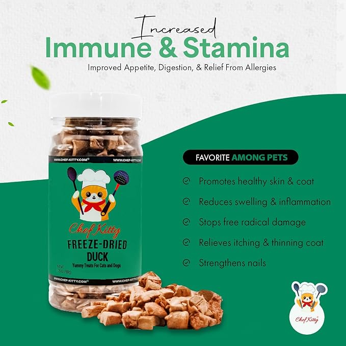 Freeze-Dried Duck Treats for Cats & Dogs – 100% Human Grade, Single Ingredient, High-Protein, Healthy Snack – No Additives or Preservatives – 1.5oz - Inspected & Tested in USA-PawvioPets